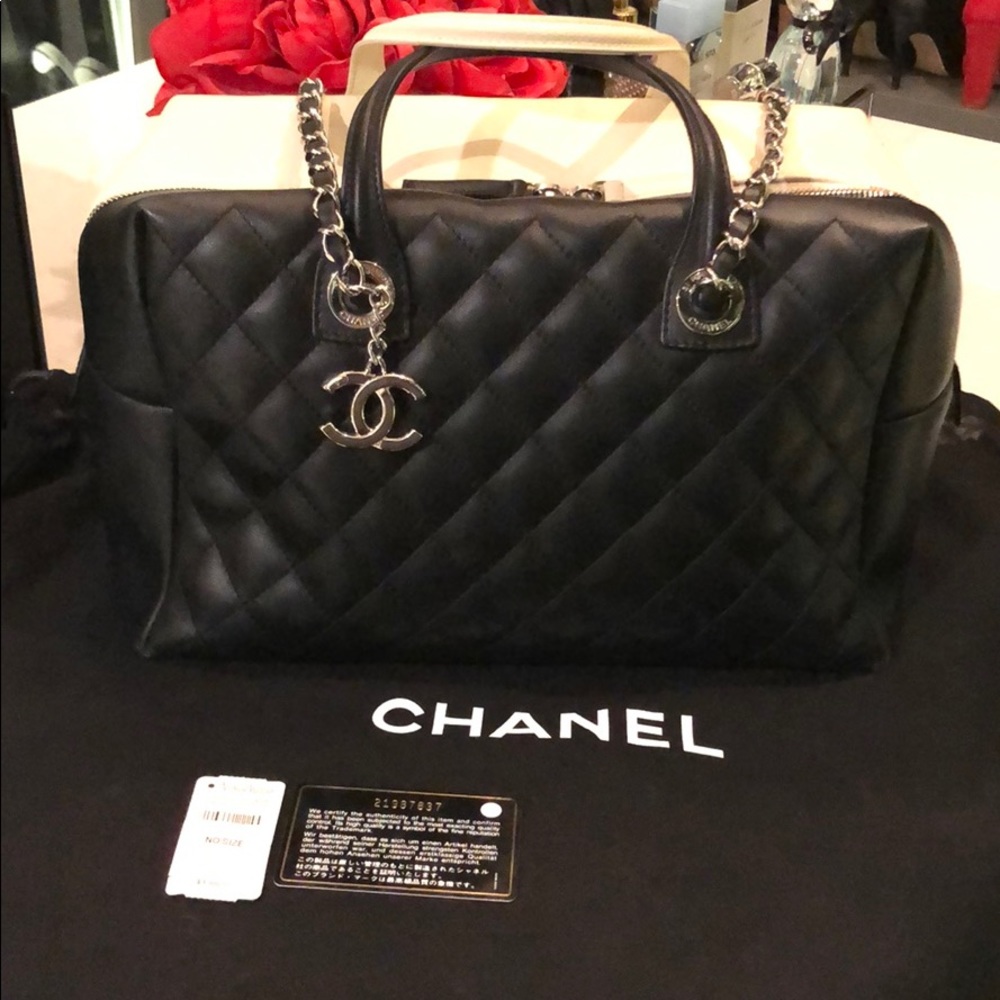 Chanel two tone lamb skin bag